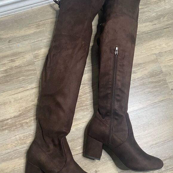 New Lane Bryant brown over the knee boots Block heel women’s 7w 7 wide width - Picture 9 of 11